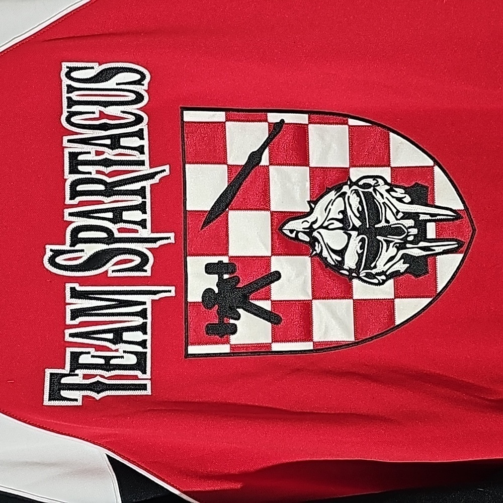 Charles River sport zipper sweatshirt. Red and black. TEAM SPARTACUS LG